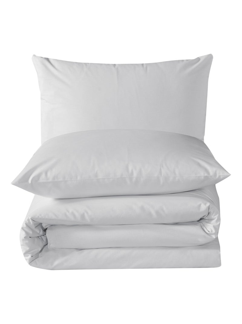 Parure housse de couette et taie(s) oreiller 100% Coton Blanc - Kiabi