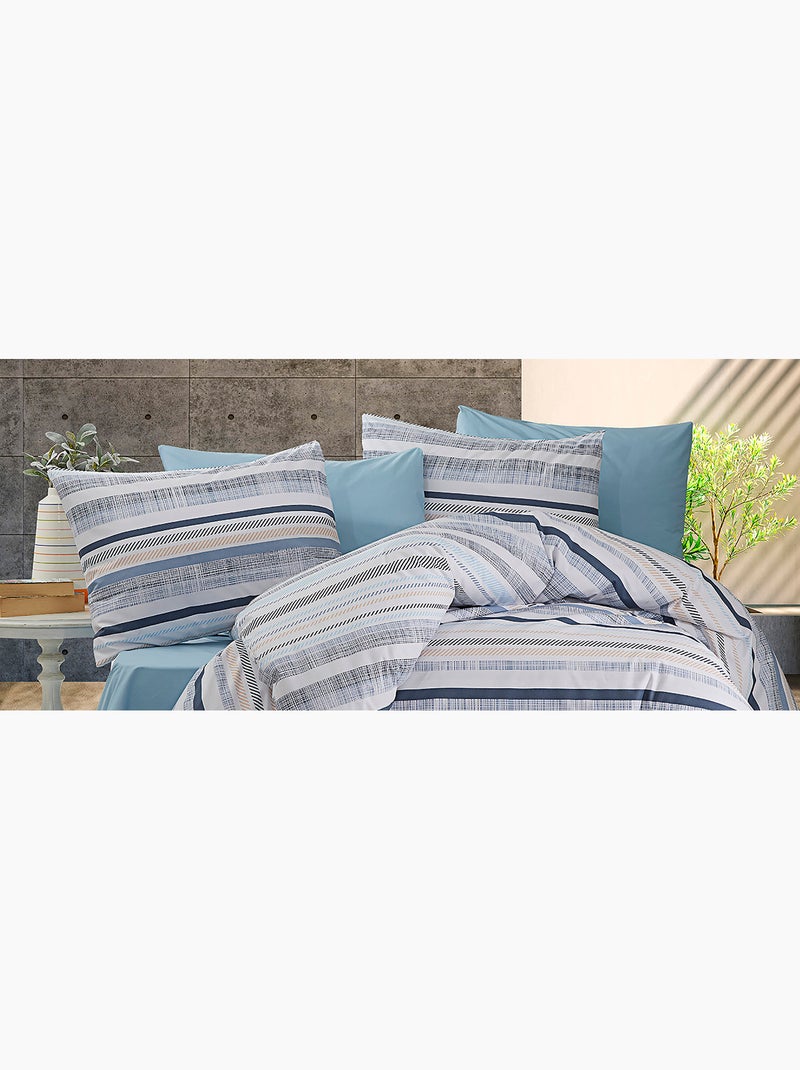 Parure housse de couette et taie(s) oreiller 100% Coton Bleu - Kiabi