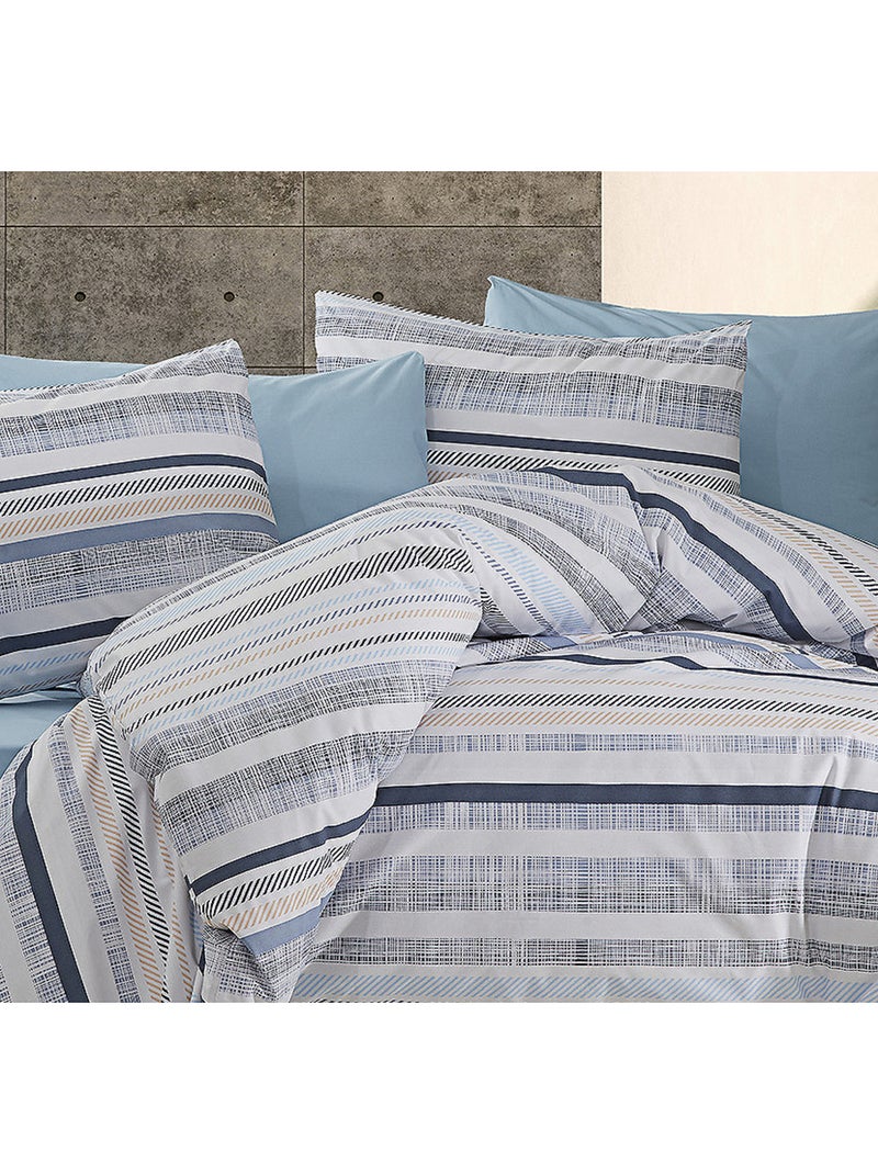 Parure housse de couette et taie(s) oreiller 100% Coton Bleu - Kiabi