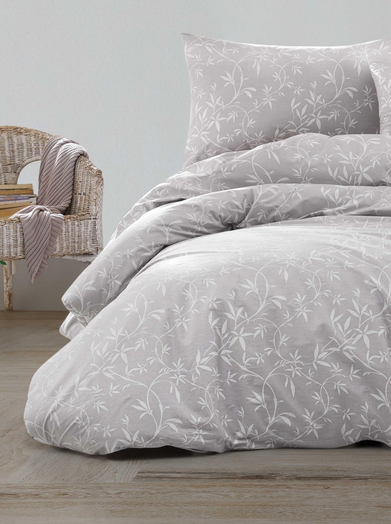 Parure housse de couette et taie(s) oreiller 100% Coton Gris - Kiabi