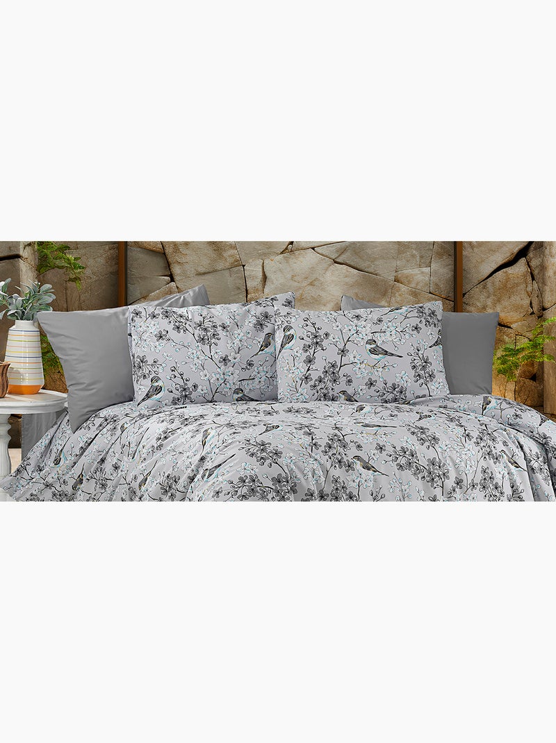 Parure housse de couette et taie(s) oreiller 100% Coton Gris clair - Kiabi