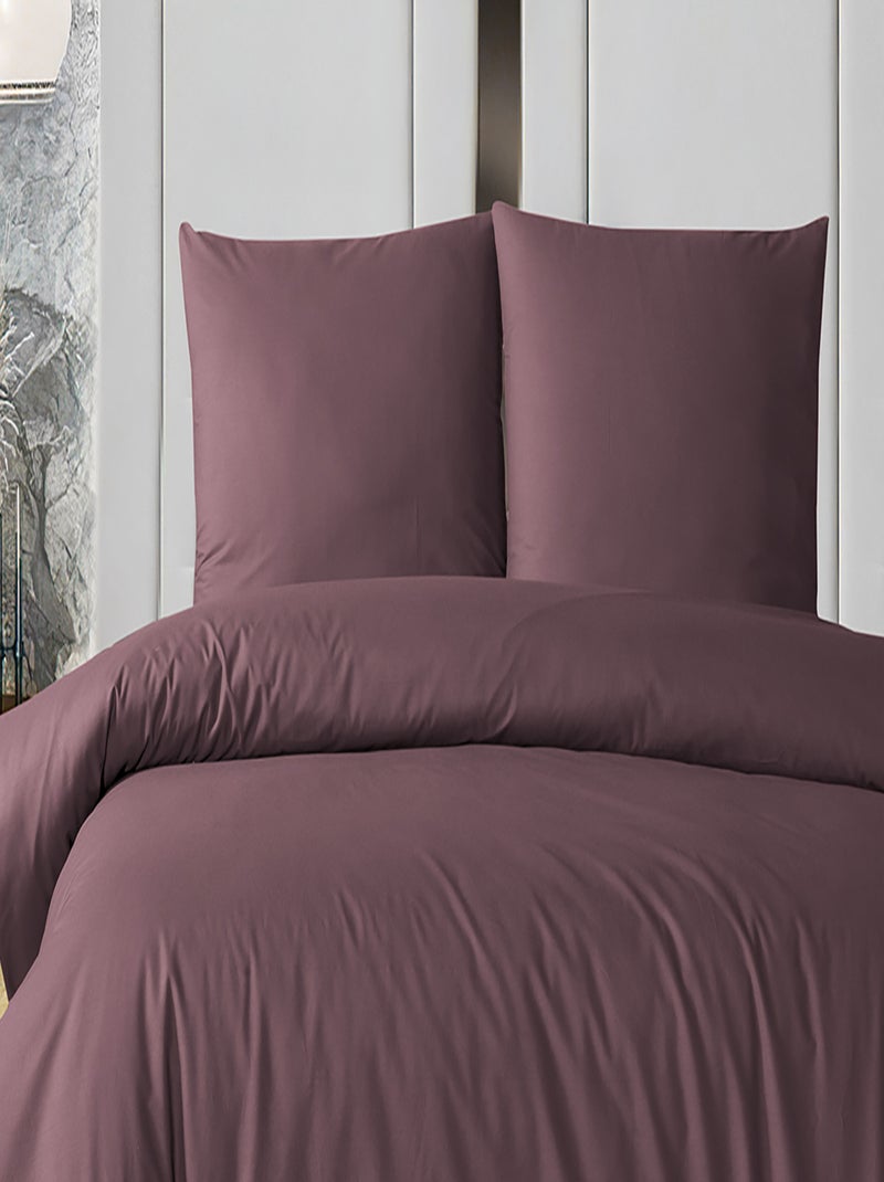 Parure housse de couette et taie(s) oreiller 100% Coton Mauve - Kiabi
