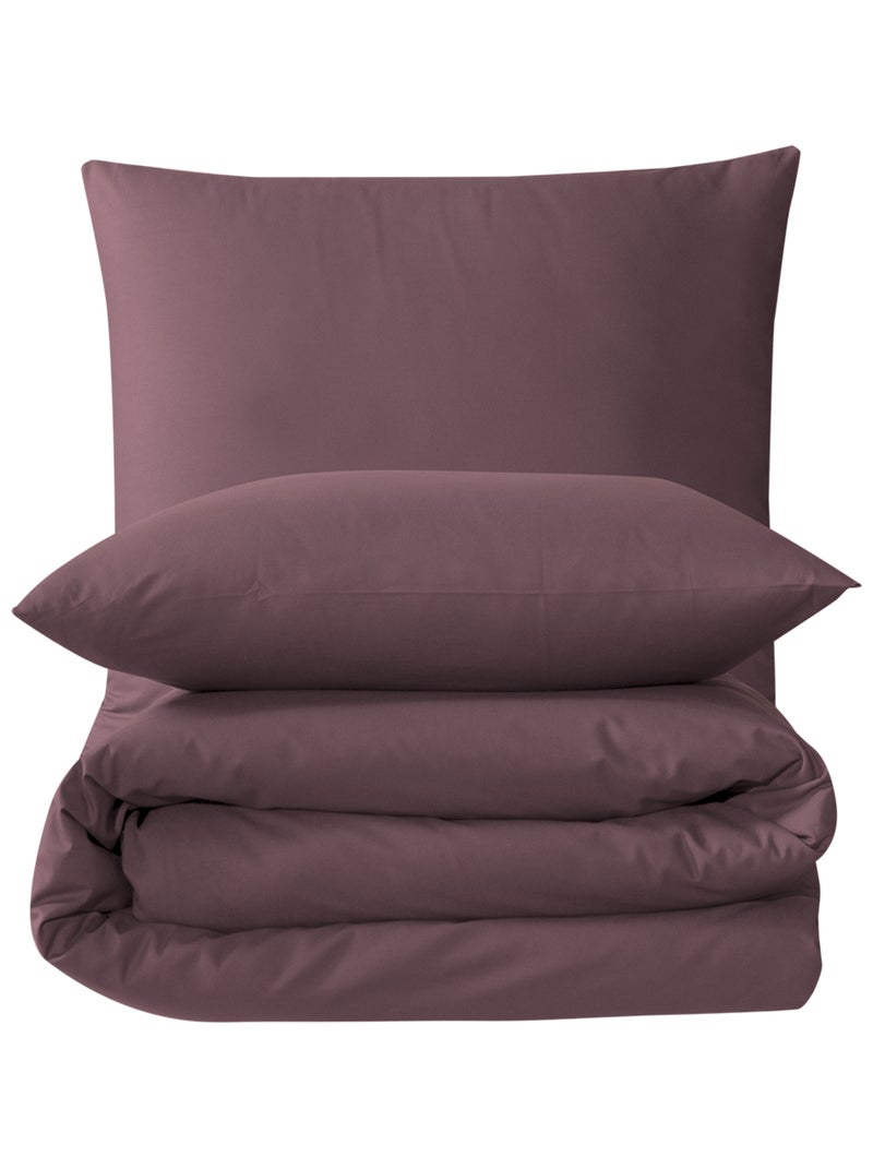 Parure housse de couette et taie(s) oreiller 100% Coton Mauve - Kiabi