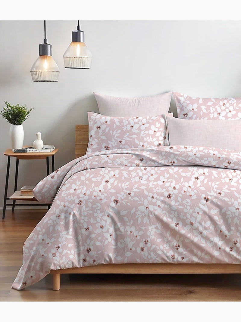 Parure housse de couette et taie(s) oreiller 100% Coton Rose - Kiabi