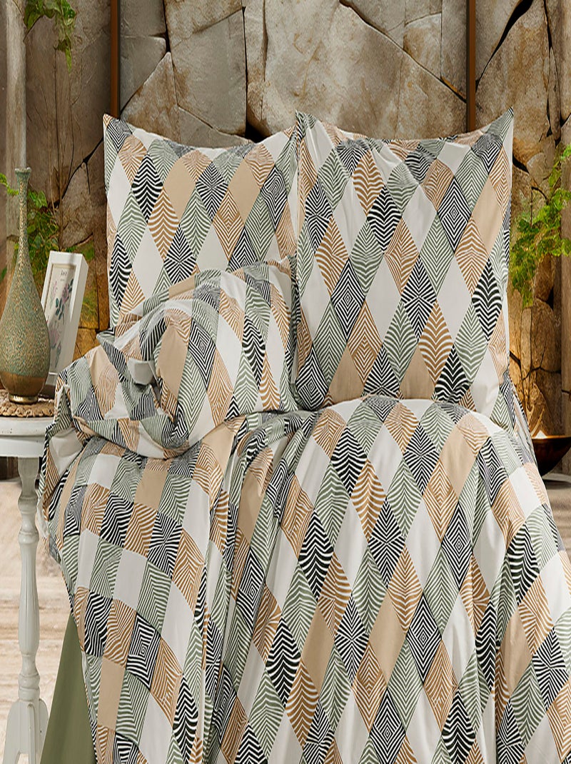 Parure housse de couette et taie(s) oreiller 100% Coton Vert - Kiabi
