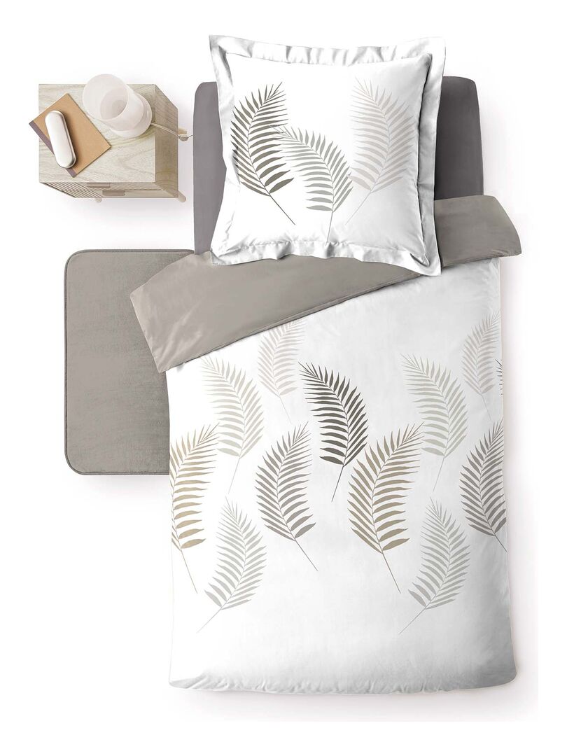 Parure Housse de couette Flanelle 140 x 200 cm Goyave Blanc - Kiabi