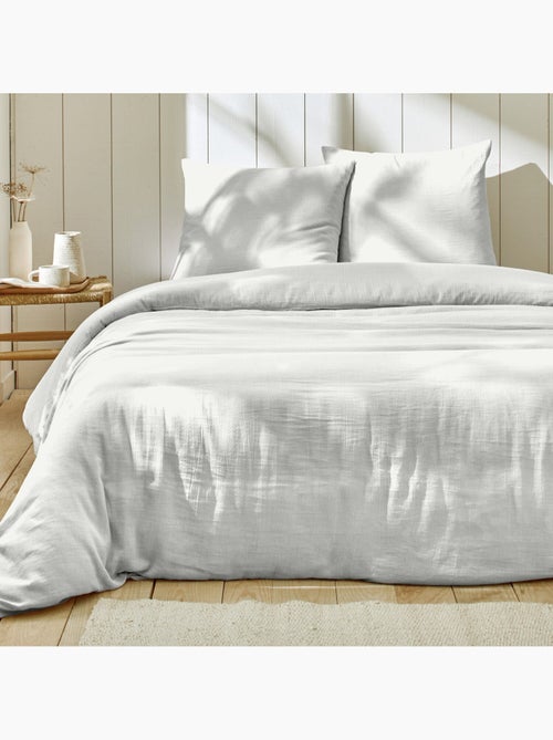 Parure housse de couette gaze de coton blanc - Kiabi
