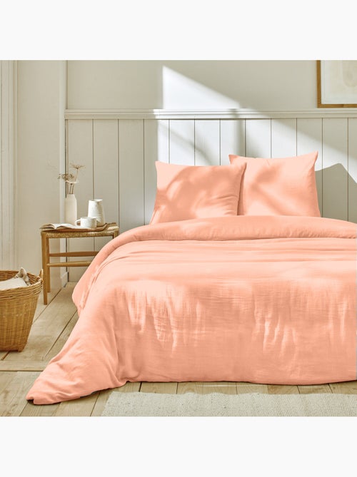 Parure housse de couette gaze de coton blanc - Kiabi