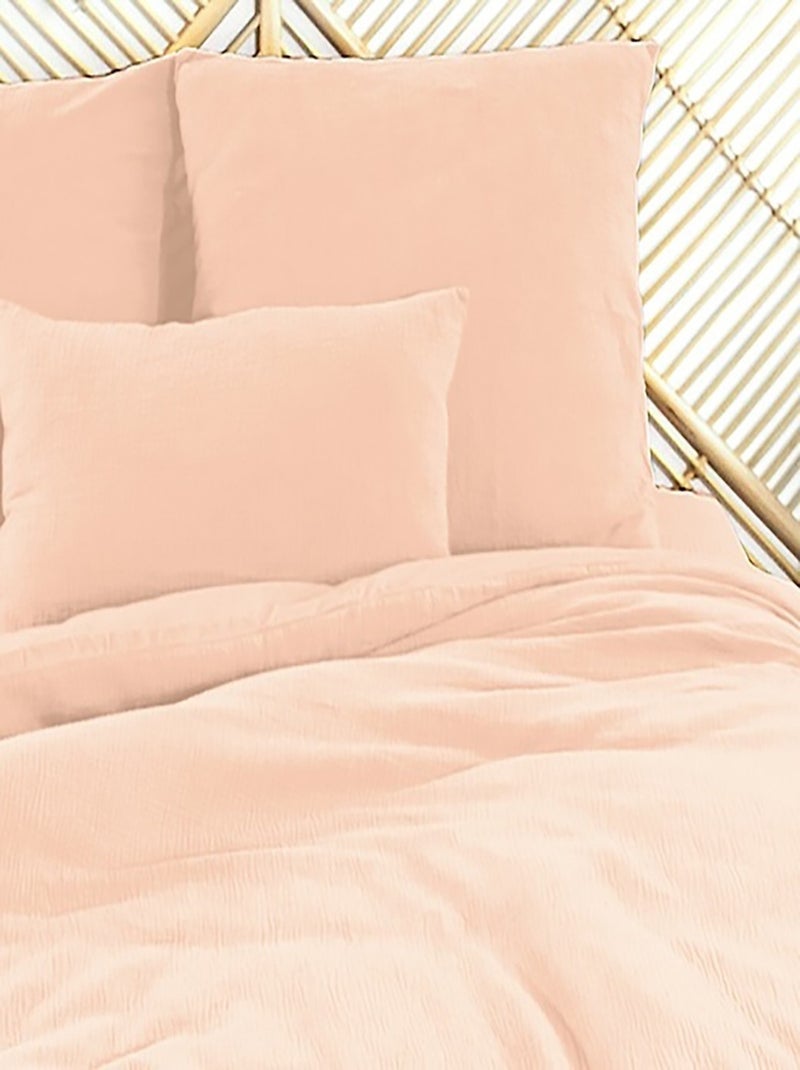Parure housse de couette Gaze de coton Rose - Kiabi