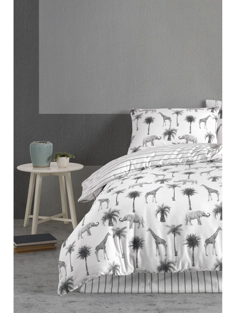 Parure housse de couette imprimé Gris - Kiabi