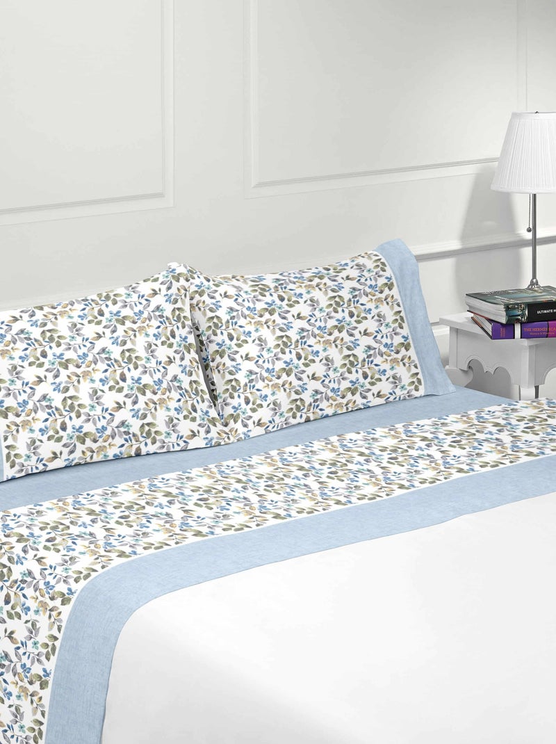 Parure housse de couette imprimés coton 120 gr FRANÇIA Bleu - Kiabi