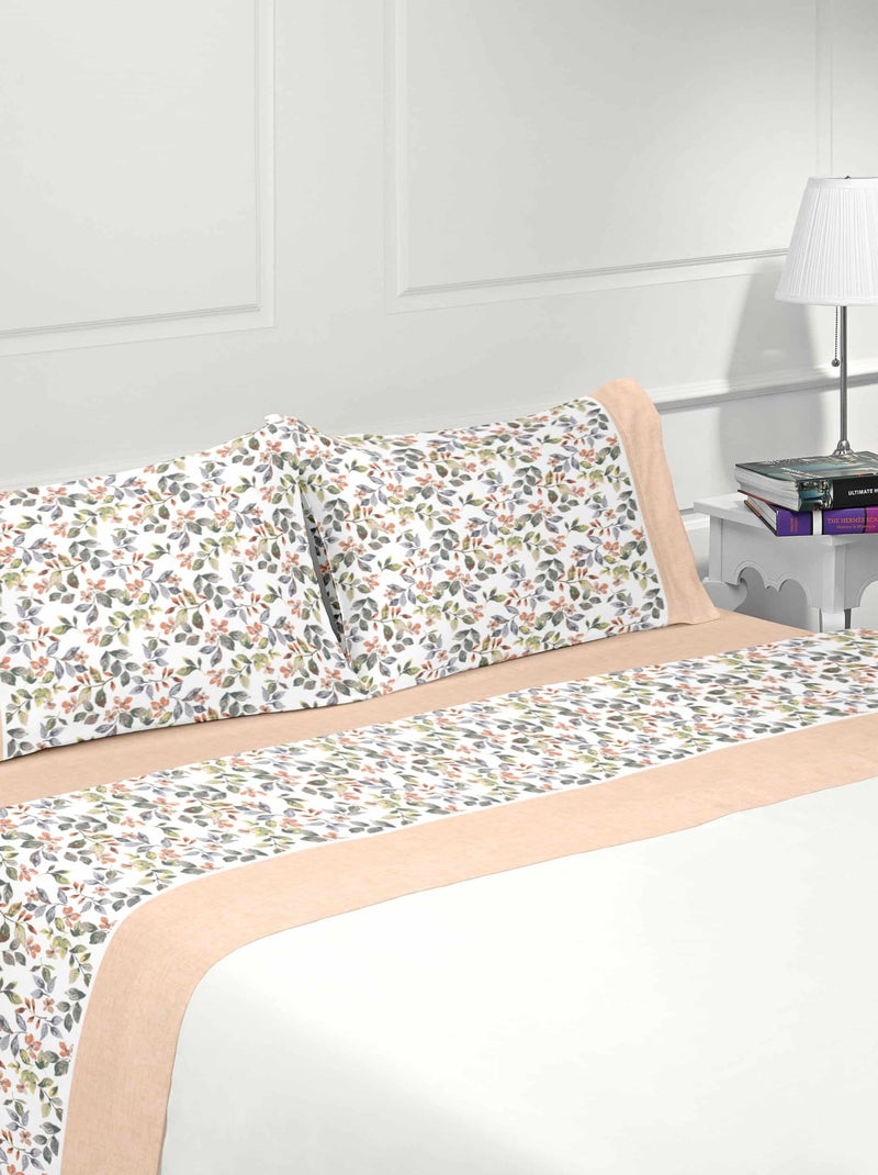 Parure housse de couette imprimés coton 120 gr FRANÇIA Saumon - Kiabi