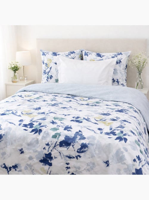 Parure housse de couette imprimés coton réversible FLORALE - Kiabi