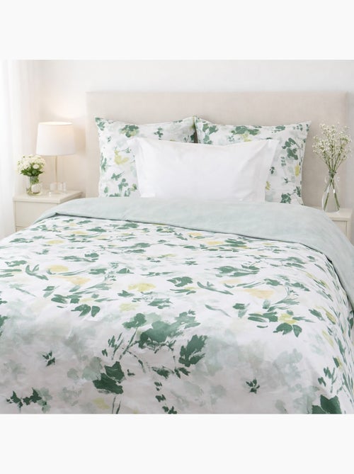Parure housse de couette imprimés coton réversible FLORALE - Kiabi
