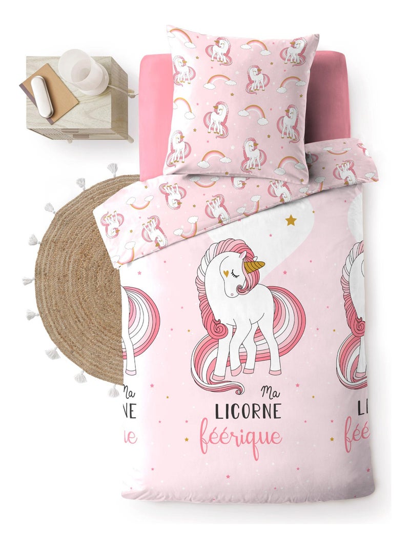 Housse De Couette-220x240cm-Parure De Lit Licorne Animale Blanche 3