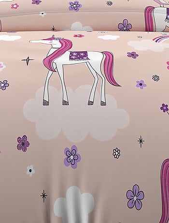 Parure housse de couette LICORNES, 100% coton 57 fils/cm2, par Soleil d'Ocr avec 1 taie d'oreiller