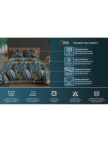 Parure Housse de couette LISA 57 fils/ cm2, par Soleil d'Ocre avec 2 taies d'oreiller