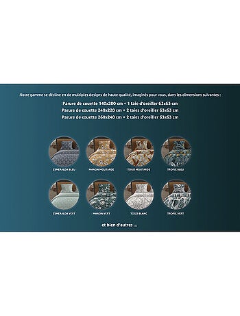 Parure Housse de couette LISA 57 fils/ cm2, par Soleil d'Ocre avec 2 taies d'oreiller