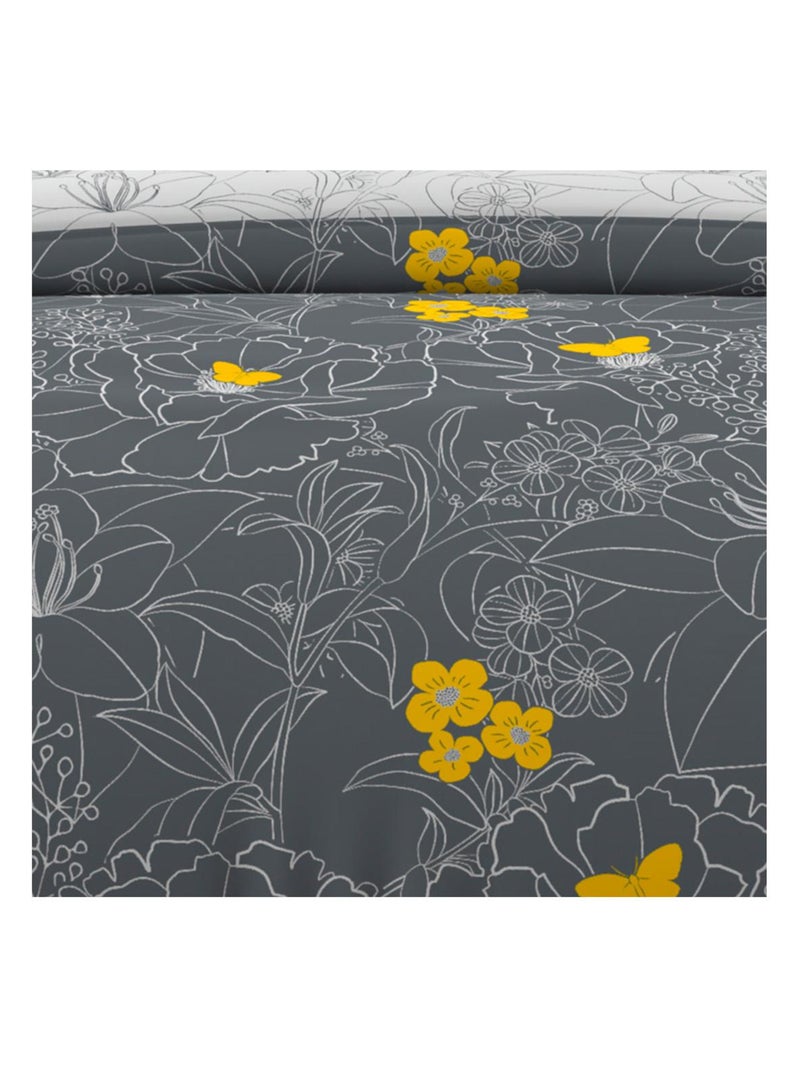 Parure Housse de couette LISA 57 fils/ cm2, par Soleil d'Ocre avec 2 taies d'oreiller gris anthracite - Kiabi