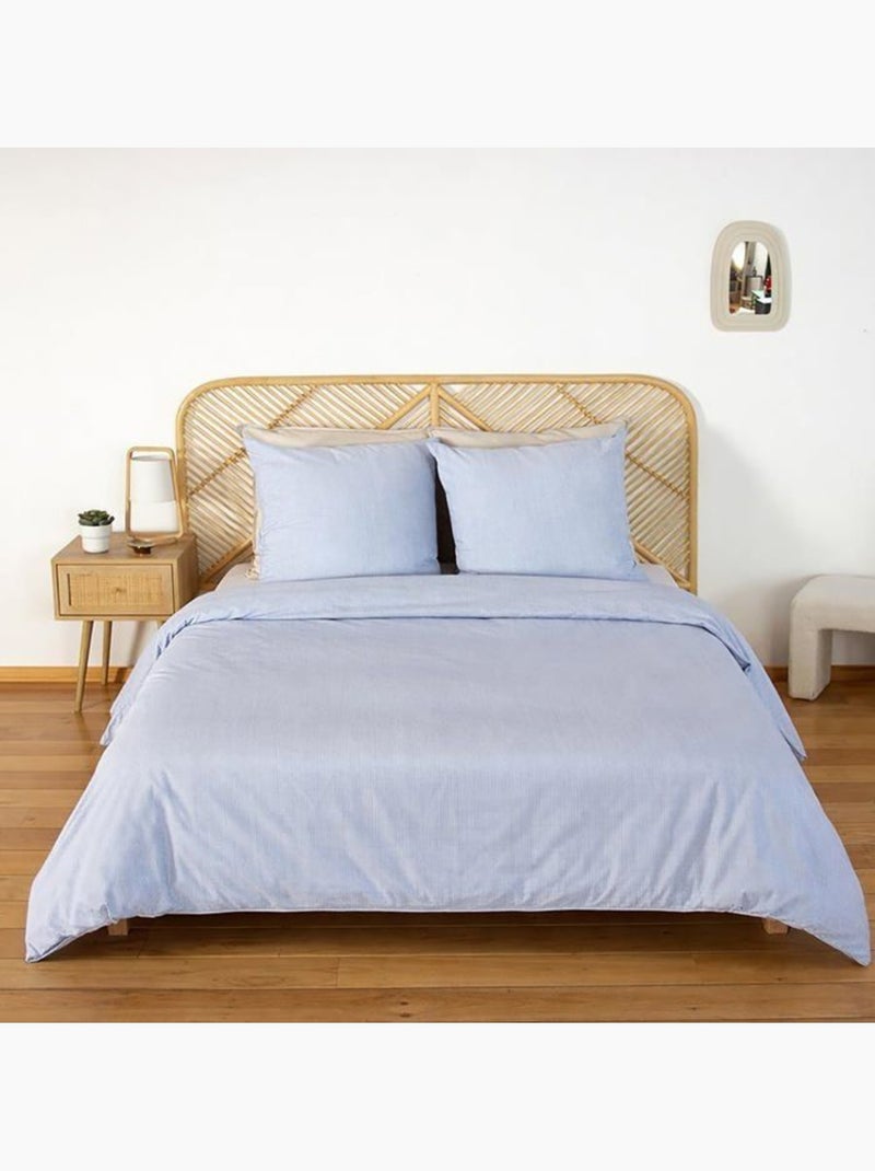 Parure housse de couette littoral microfibre effet seersucker 220x240cm Bleu - Kiabi