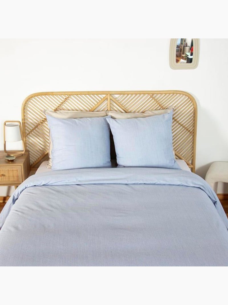 Parure housse de couette littoral microfibre effet seersucker 220x240cm Bleu - Kiabi