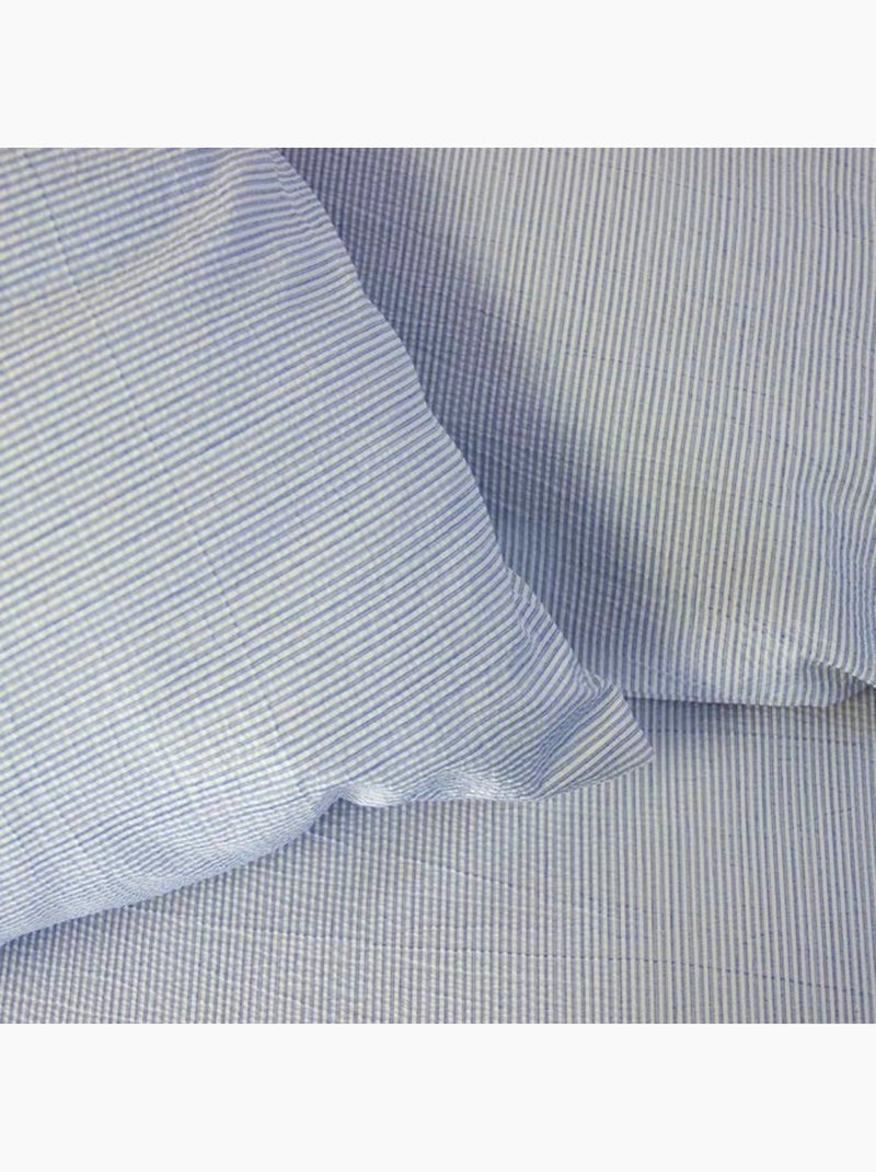 Parure housse de couette littoral microfibre effet seersucker 220x240cm Bleu - Kiabi