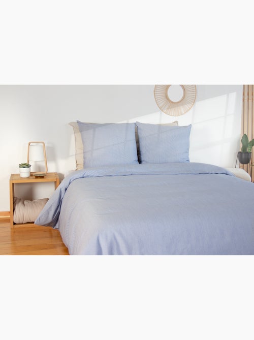 Parure housse de couette Littoral microfibre effet seersucker 240x260cm - Kiabi