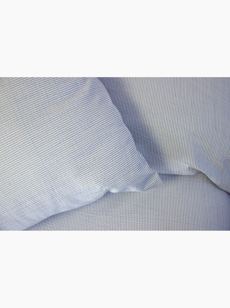 Parure housse de couette Littoral microfibre effet seersucker 240x260cm Bleu - Kiabi