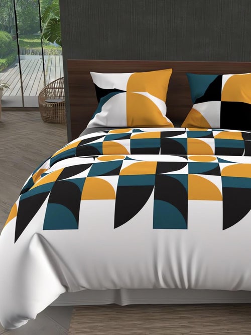 Parure housse de couette microfibre RETRO, par Intemporel avec 2 taies d'oreiller - Kiabi
