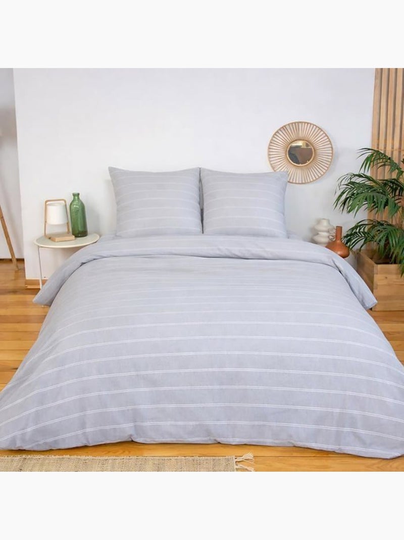 Parure housse de couette palomagia – microfibre lavée 220x240cm Gris - Kiabi