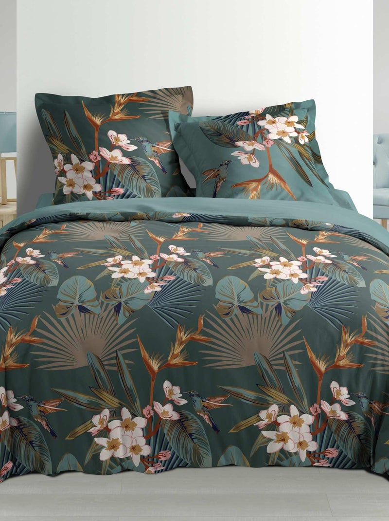 Parure Housse de couette Percale Collection Catalina Vert - Kiabi