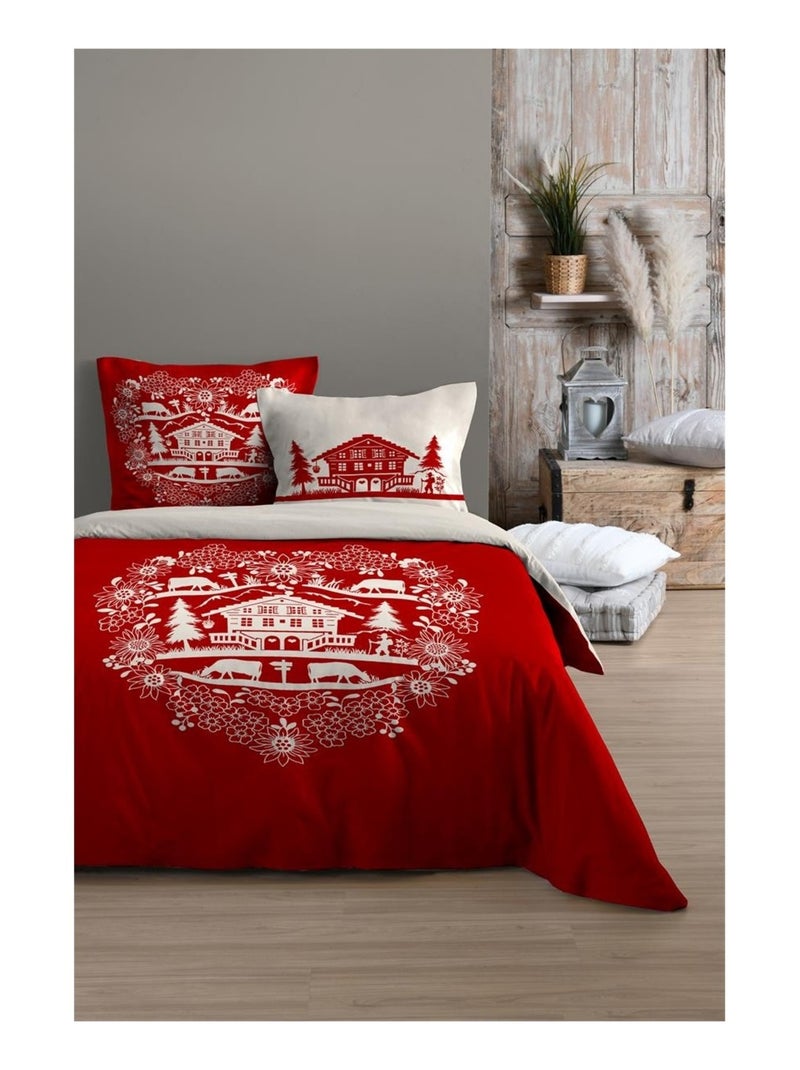 Parure Housse de couette Percale Valloire Taupe - Kiabi