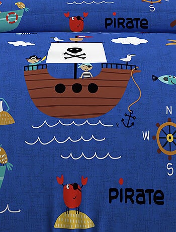 Parure housse de couette PIRATES, 100% coton 57 fils/cm2, par Soleil d'Ocre avec 1 taie d'oreiller