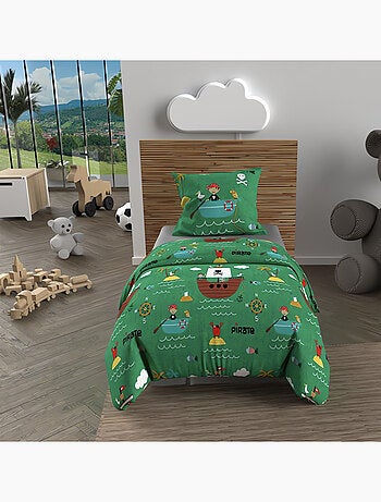 Parure housse de couette PIRATES, 100% coton 57 fils/cm2, par Soleil d'Ocre avec 1 taie d'oreiller