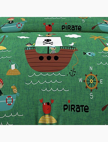 Parure housse de couette PIRATES, 100% coton 57 fils/cm2, par Soleil d'Ocre avec 1 taie d'oreiller