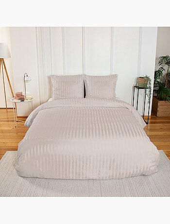 Parure housse de couette Polyester motif Rayés Satinés