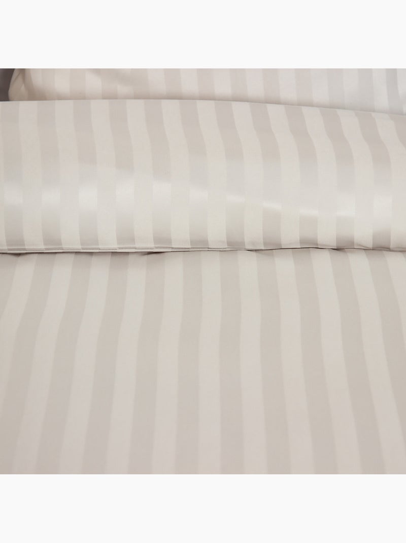 Parure housse de couette Polyester motif Rayés Satinés Albatre - Kiabi