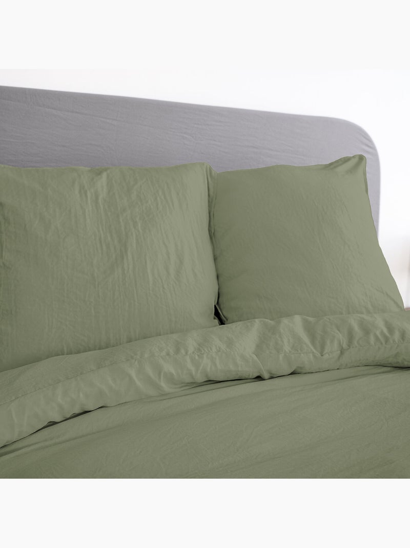 Parure housse de couette polyester vert olive Vert olive - Kiabi
