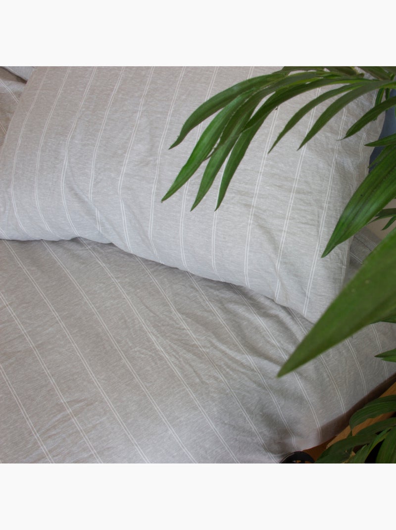 Parure housse de couette rayée gris palomagia – microfibre lavée 240x260cm Gris - Kiabi