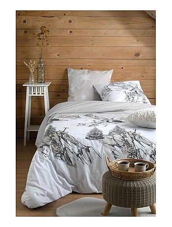 Parure housse de couette refuge gris 240 x 220 cm – 100 % coton