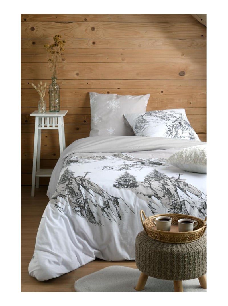 Parure housse de couette refuge gris 240 x 220 cm – 100 % coton Gris - Kiabi
