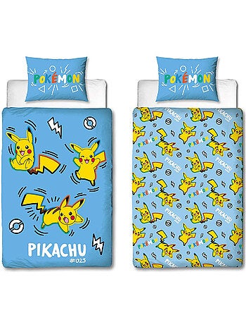 Parure housse de couette réversible 'Pokémon' Pikachu 140 x 200 cm – 63 x 63 cm