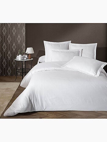Parure housse de couette satin de coton rayé