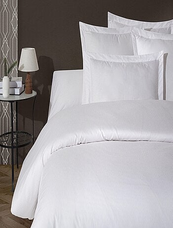 Parure housse de couette satin de coton rayé