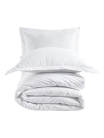 Parure housse de couette satin de coton rayé