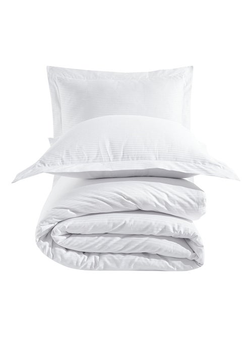 Parure housse de couette satin de coton rayé - Kiabi Parure housse de couette satin de coton rayé - Kiabi