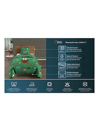 Parure housse de couette SAVANE, 100% coton 57 fils/cm2, par Soleil d'Ocre avec 1 taie d'oreiller