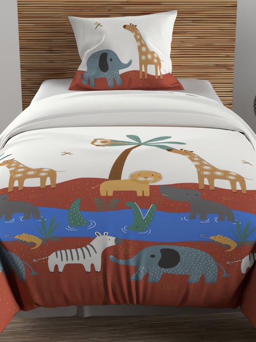 Parure housse de couette SAVANE, 100% coton 57 fils/cm2, par Soleil d'Ocre avec 1 taie d'oreiller - Kiabi