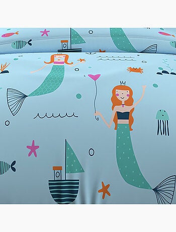 Parure housse de couette SIRENES, 100% coton 57 fils/cm2, par Soleil d'Ocre avec 1 taie d'oreiller