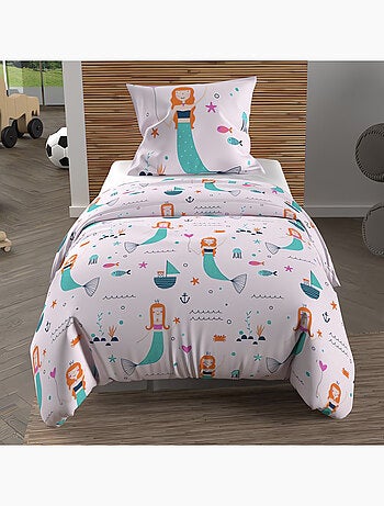 Parure housse de couette SIRENES, 100% coton 57 fils/cm2, par Soleil d'Ocre avec 1 taie d'oreiller